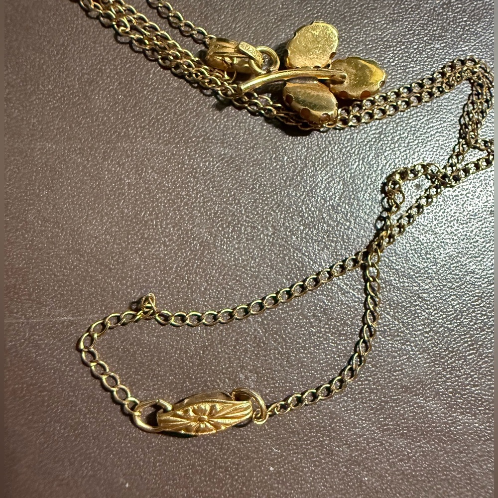Gold filled and pink coral vintage Pendant Necklace - Picture 7 of 8
